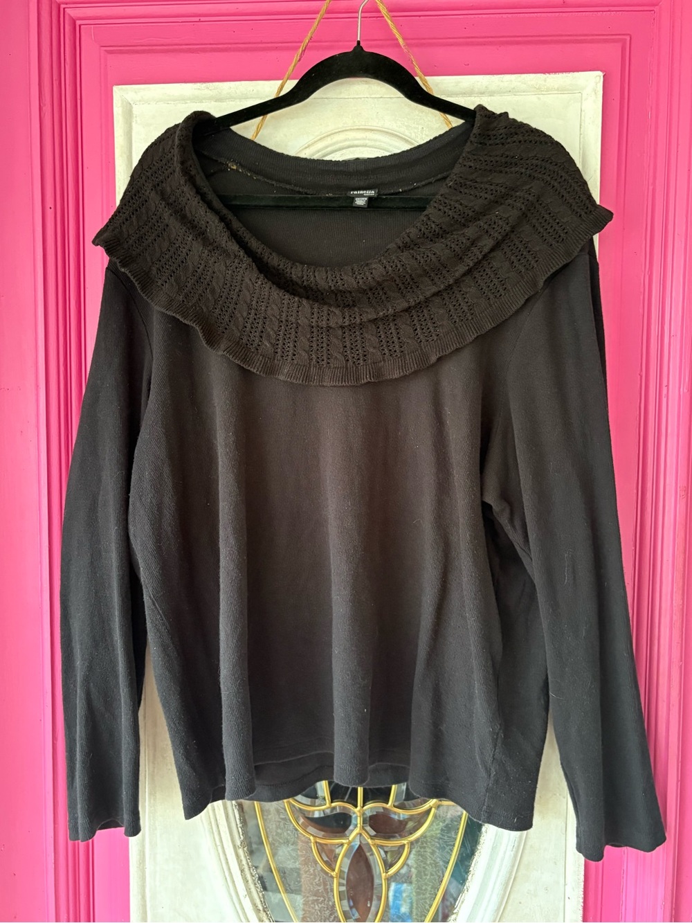 Rafaella Black Cowl-Neck Sweater